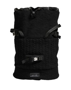 Dolce & Gabbana Black Tricot Wool Blend Duffel Backpack Travel Borse Bag