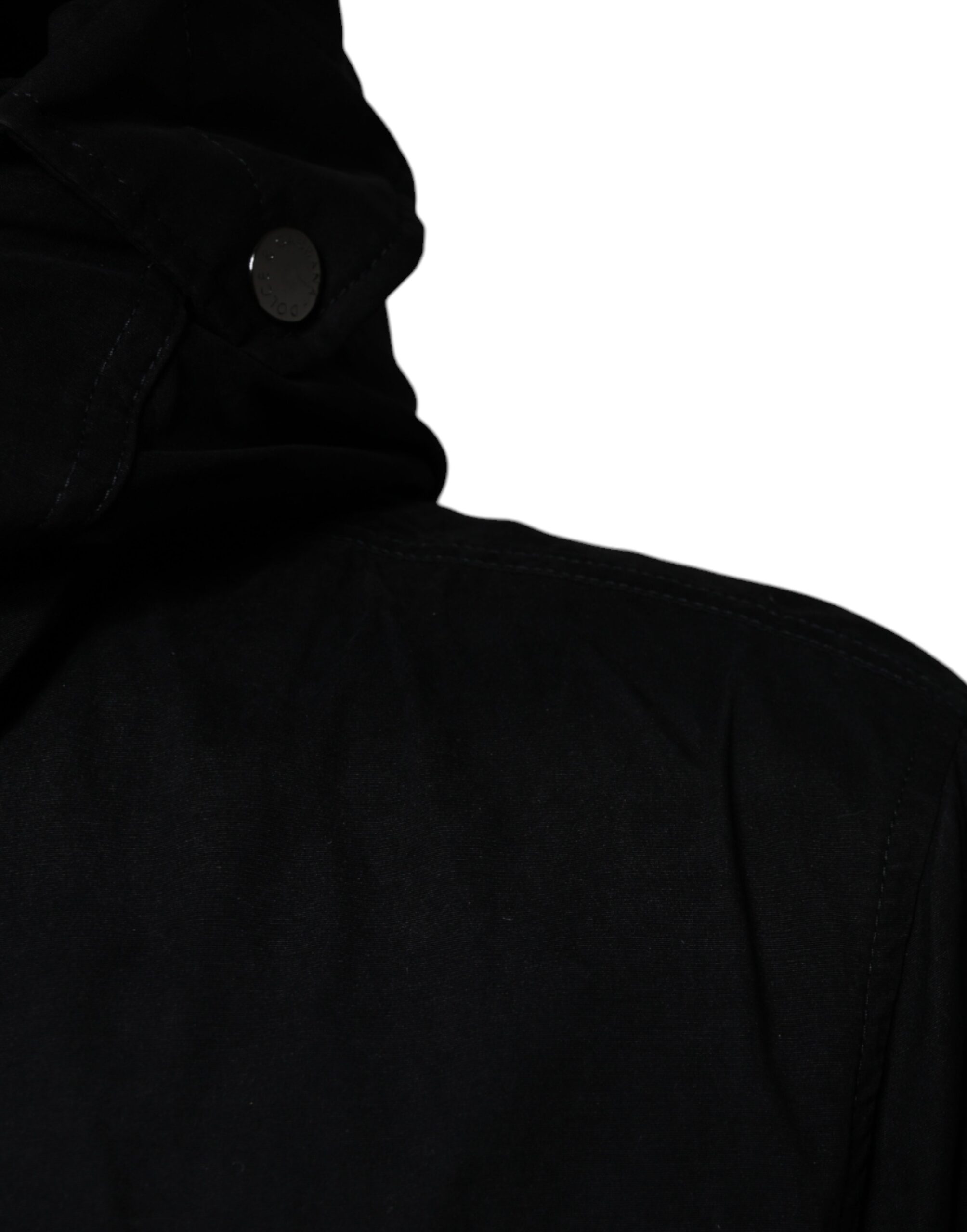 Dolce & Gabbana Black Hooded Parka Cotton Trench Coat Jacket - Image 6
