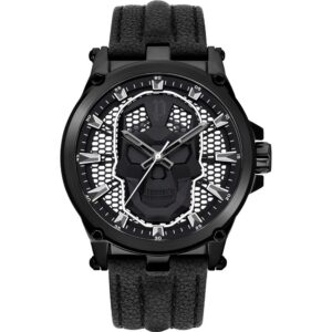Police Black Leather Dress Watch