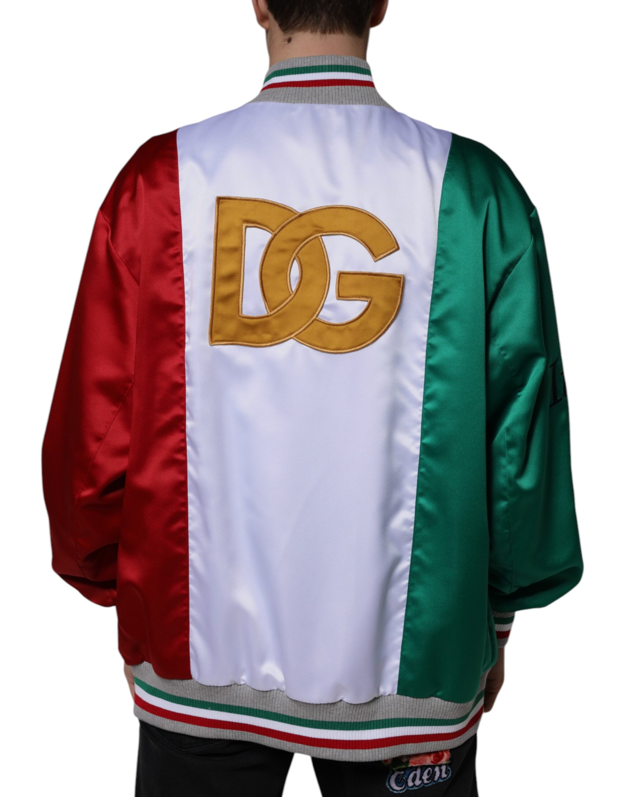 Dolce & Gabbana Multicolor Italia Button Down Bomber Jacket - Image 4