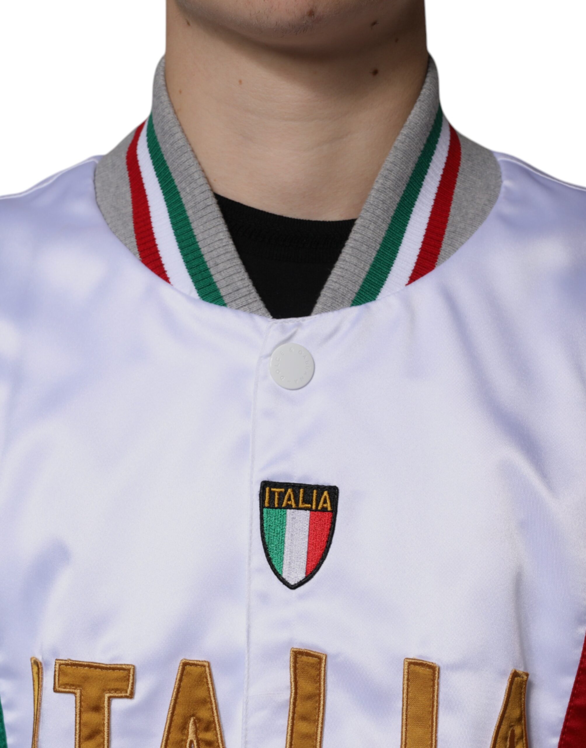 Dolce & Gabbana Multicolor Italia Button Down Bomber Jacket - Image 5
