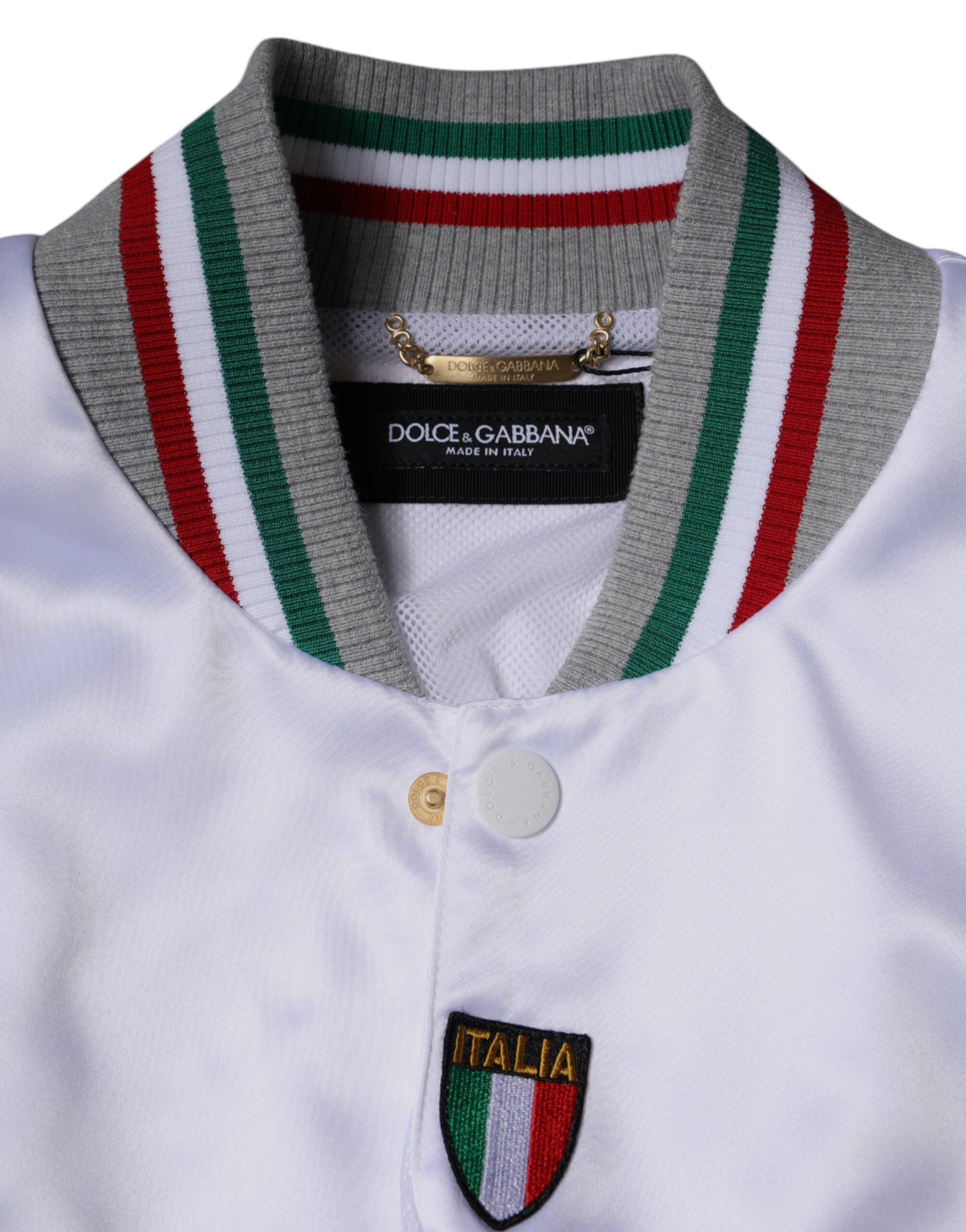 Dolce & Gabbana Multicolor Italia Button Down Bomber Jacket - Image 7