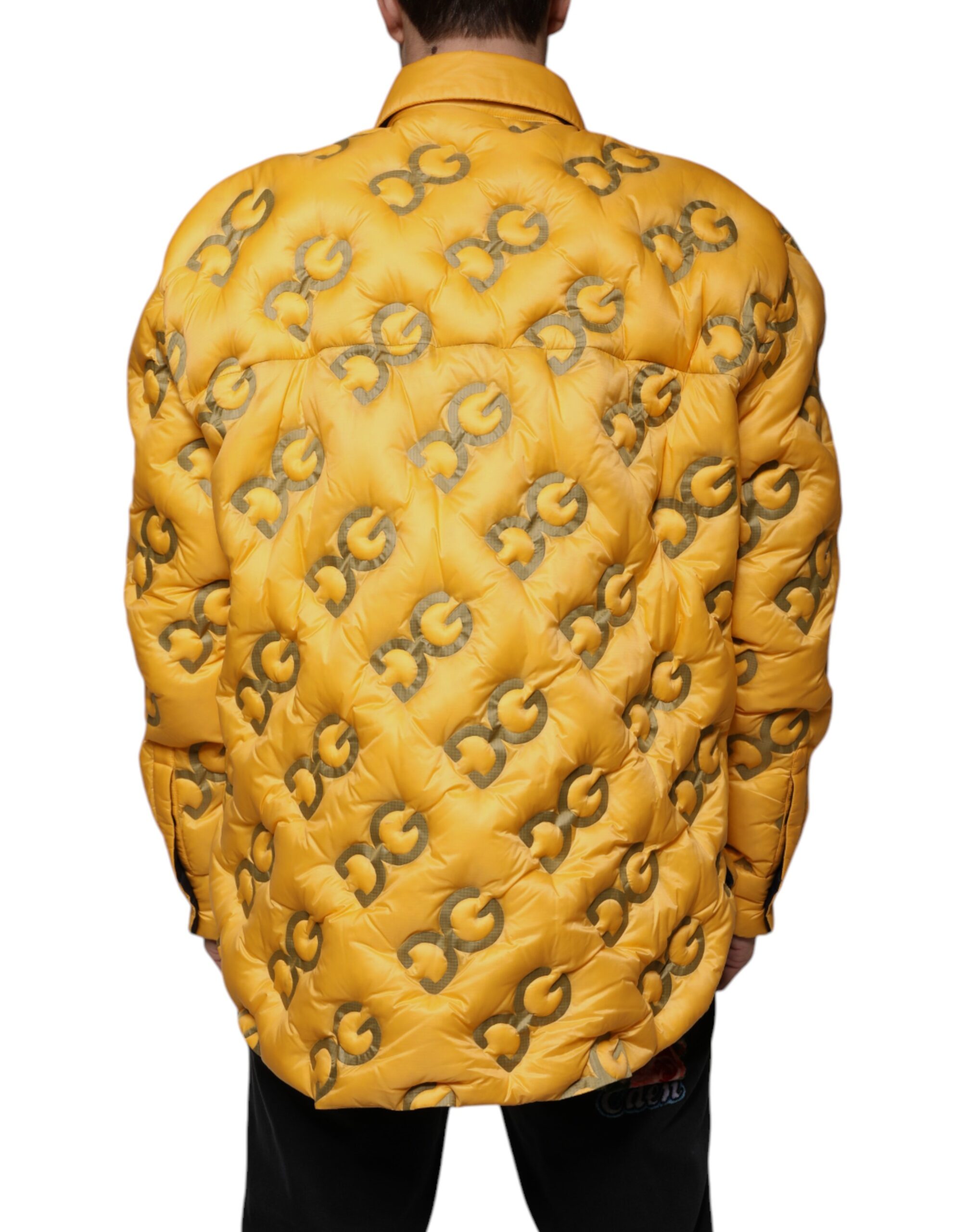 Dolce & Gabbana Yellow Logo Padded Buttoned Blouson Jacket - Image 4