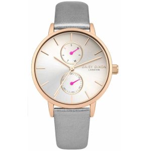 DAISY DIXON Gray Leather Dress Watch