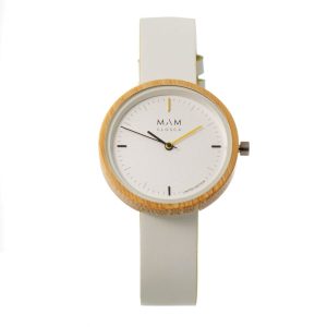 MAM White Leather Dress Watch