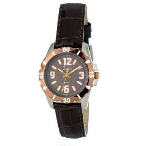 JUSTINA Brown Leather Dress Watch