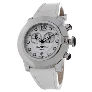 GLAM ROCK White Leather Dress Watch