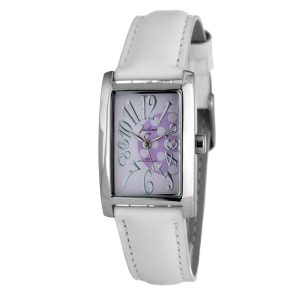 JUSTINA White Leather Dress Watch