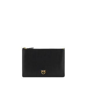PINKO Black Calf Leather Bos Taurus Shoulder Bag