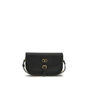 Valentino Garavani Black Calf Leather Bos Taurus Shoulder Bag