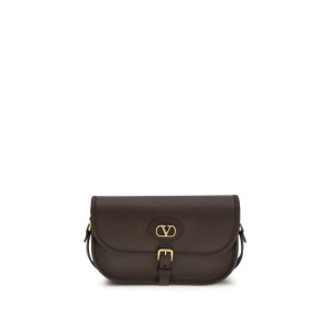 Valentino Garavani Brown Calf Leather Bos Taurus Shoulder Bag