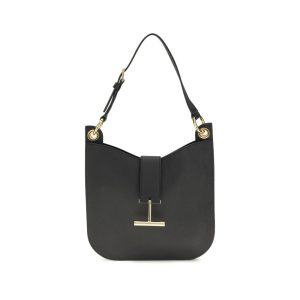 Tom Ford Black Calf Leather Bos Taurus Shoulder Bag