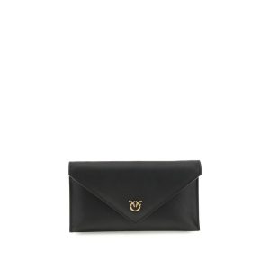 PINKO Black Calf Leather Bos Taurus Clutch Bag