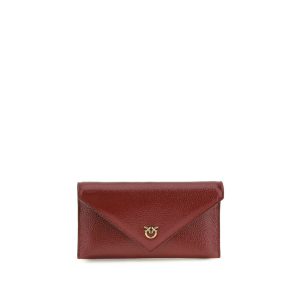 PINKO Bordeaux Calf Leather Bos Taurus Clutch Bag