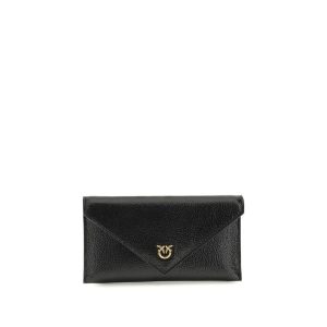 PINKO Black Calf Leather Bos Taurus Clutch Bag