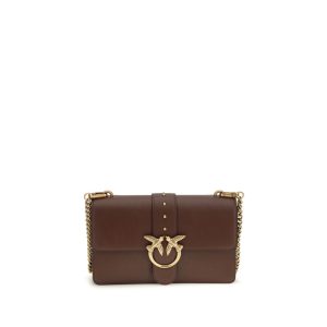 PINKO Brown Calf Leather Bos Taurus Shoulder Bag