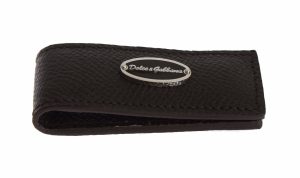 Dolce & Gabbana Brown Leather Magnet Mens Money Bar Clasp Money Cash Clip