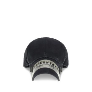 Balenciaga Black Cotton Cap (Baseball Hat)