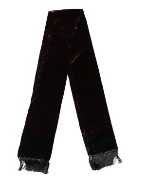 Dolce & Gabbana Black Red Rayon Geometric Pattern Fringe 140cm X 16cm  Scarf