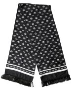 Dolce & Gabbana Black Silk Crown Fringe Neck Wrap 173cm x 32.5cm Scarf