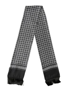 Dolce & Gabbana Black White Silk Geometric Neck Wrap 142cm X 15cm Scarf