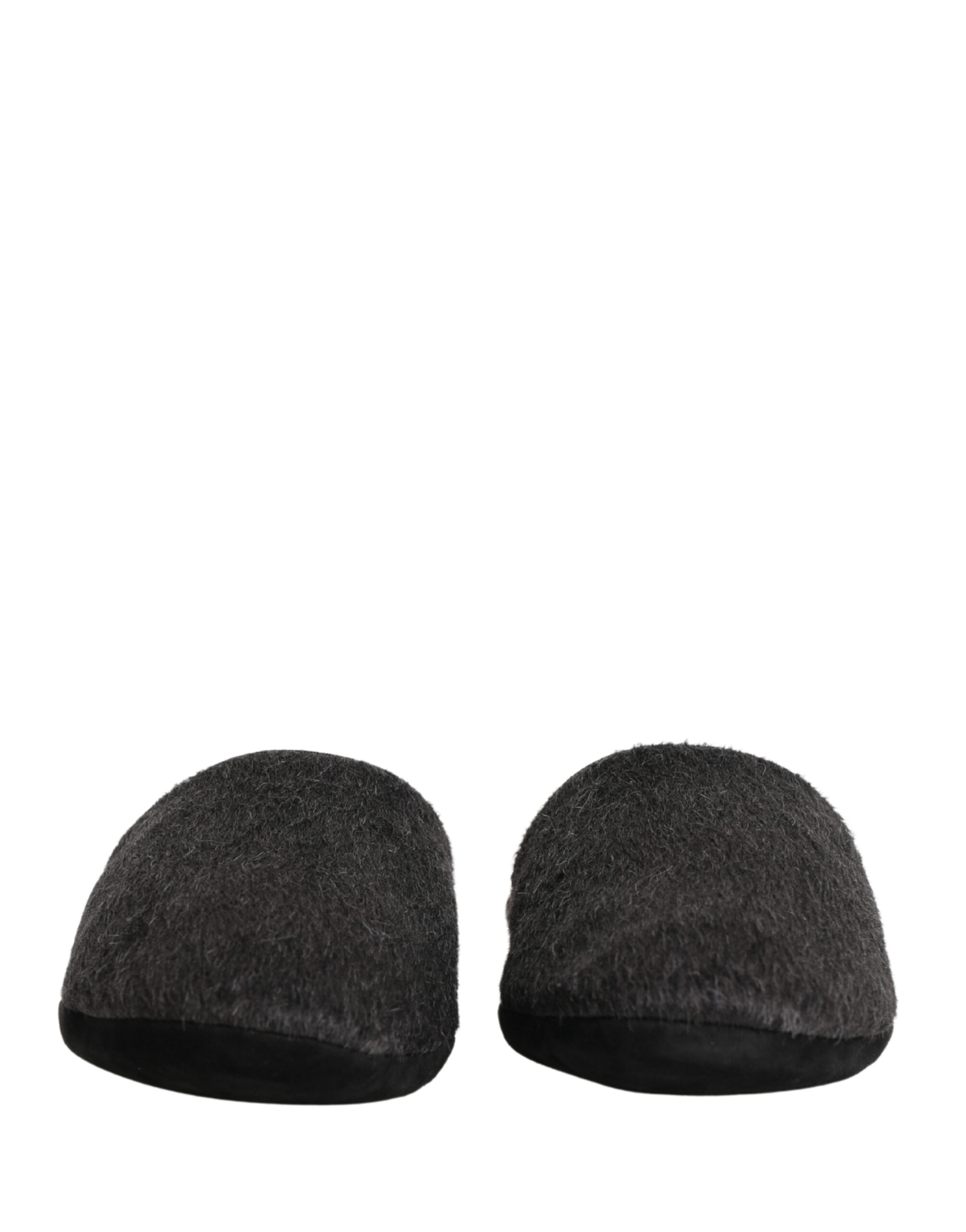 Dolce & Gabbana Dark Grey Charcoal Wool Red Slippers Shoes - Image 3