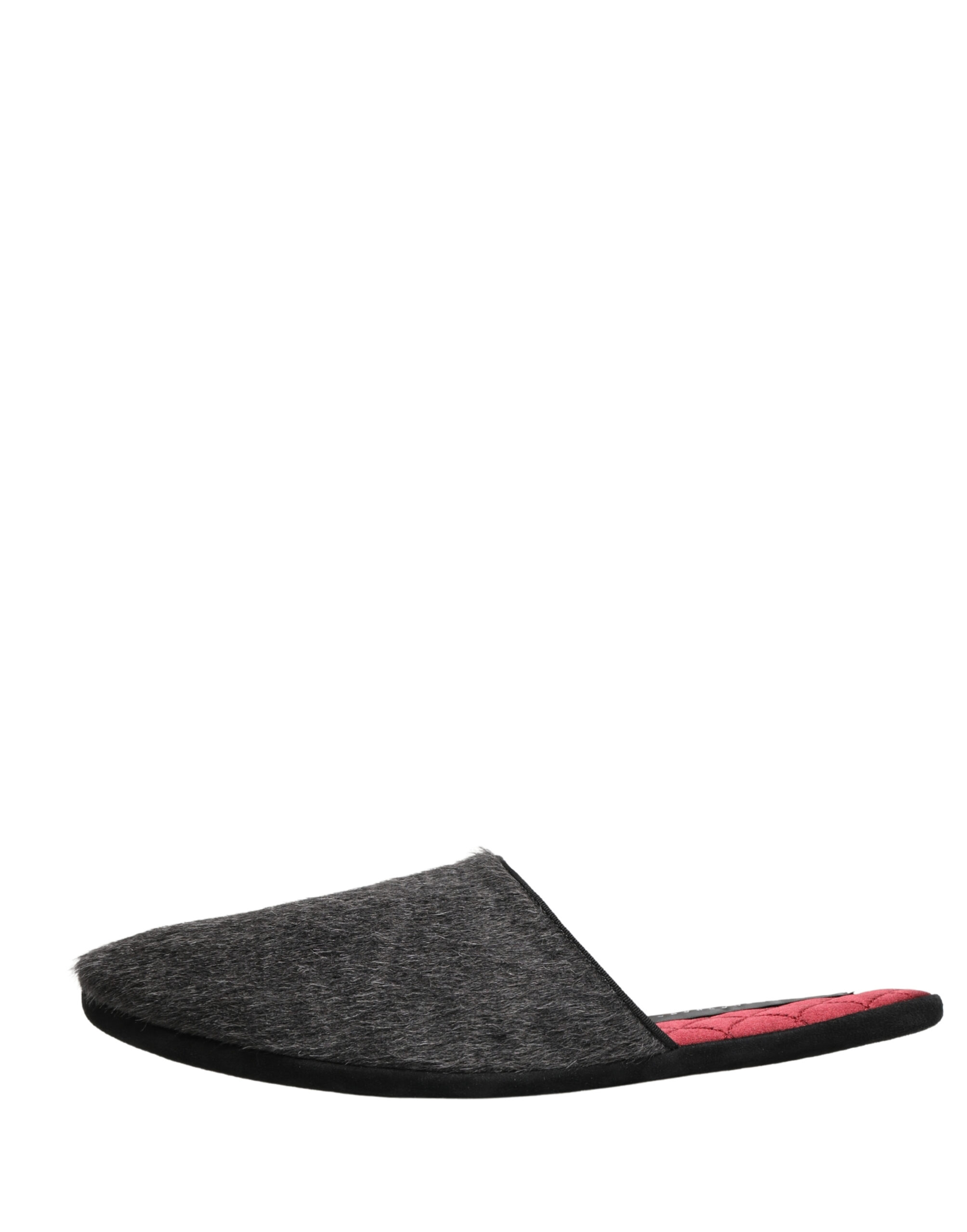Dolce & Gabbana Dark Grey Charcoal Wool Red Slippers Shoes - Image 7