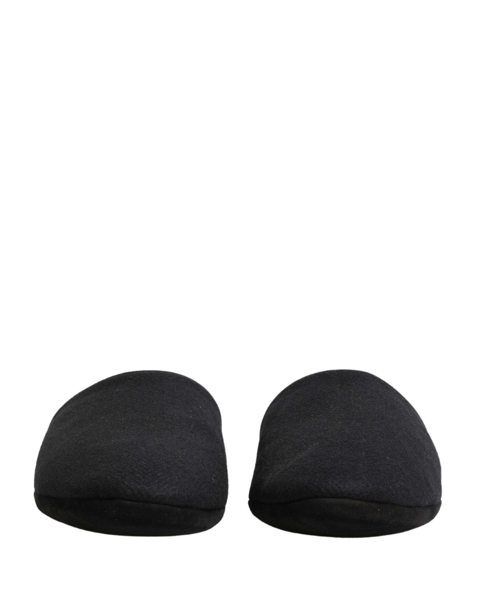 Dolce & Gabbana Black Wool Cashmere Red Quilted Slippers Shoes - Image 3