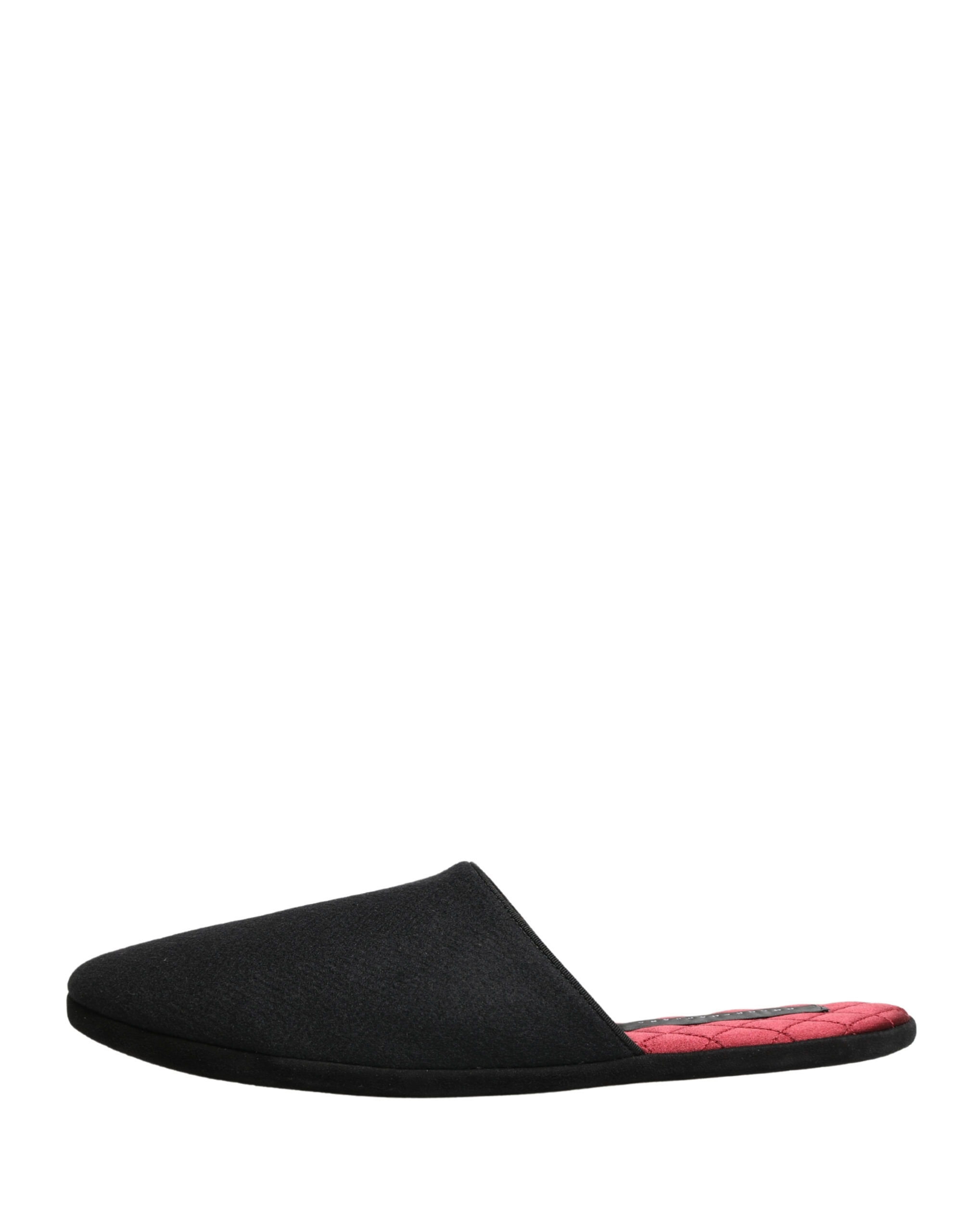 Dolce & Gabbana Black Wool Cashmere Red Quilted Slippers Shoes - Image 7