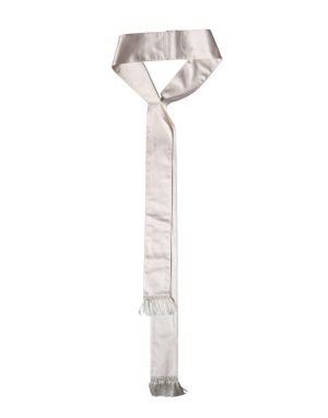 Dolce & Gabbana White Silk Satin Fringes Foulard 282cm x 10cm Men Scarf