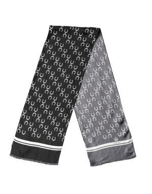 Dolce & Gabbana Black Horseshoe Silk Neck Foulard 136cm x 23cm Men Scarf