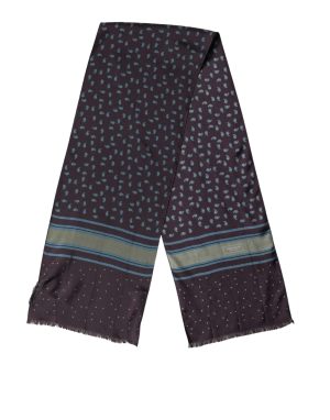 Dolce & Gabbana Men Scarf Maroon Patterned Silk Neck Foulard 132cm x 33cm