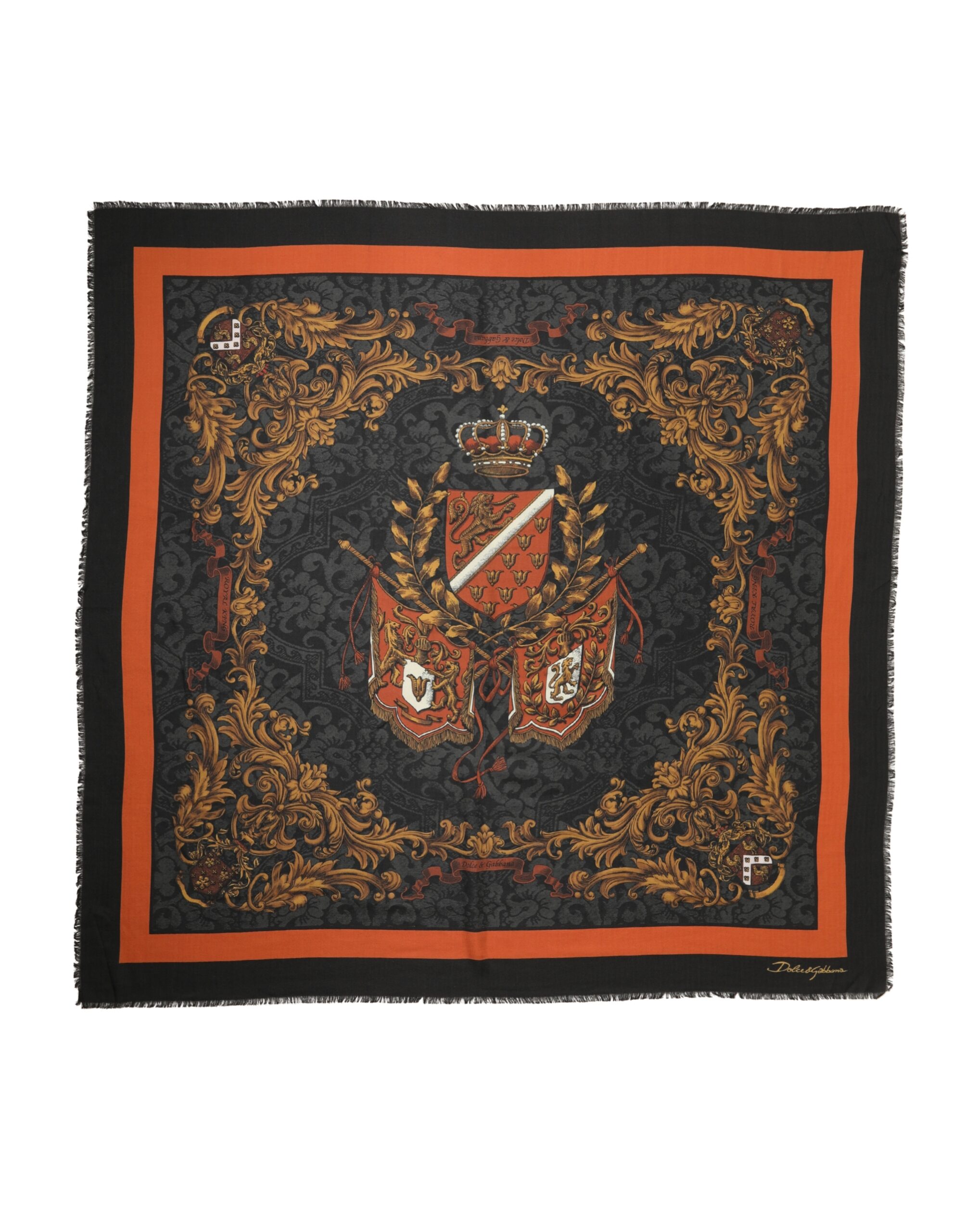 Dolce & Gabbana Multicolor Crest Print Cashmere 272cm x 132cm Men Scarf - Image 2