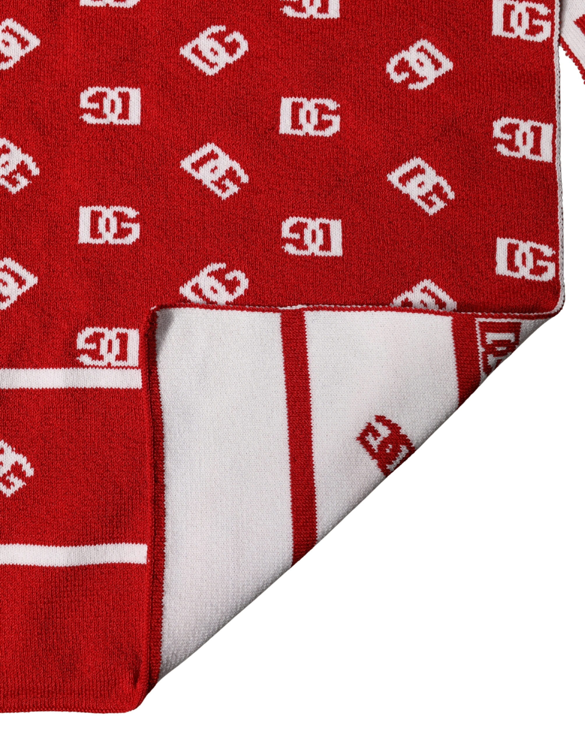 Dolce & Gabbana Red White Logo Print Foulard 201cm x 40.5cm Men Scarf - Image 3