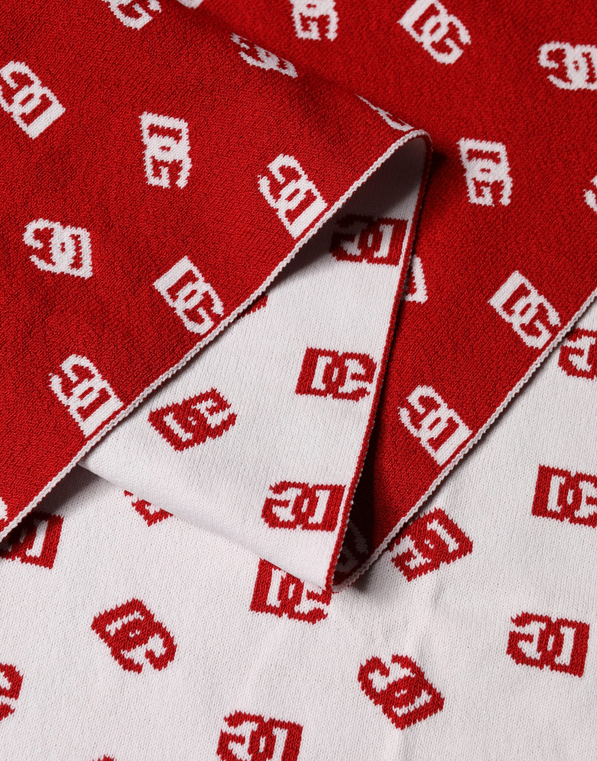 Dolce & Gabbana Red White Logo Print Foulard 201cm x 40.5cm Men Scarf - Image 4