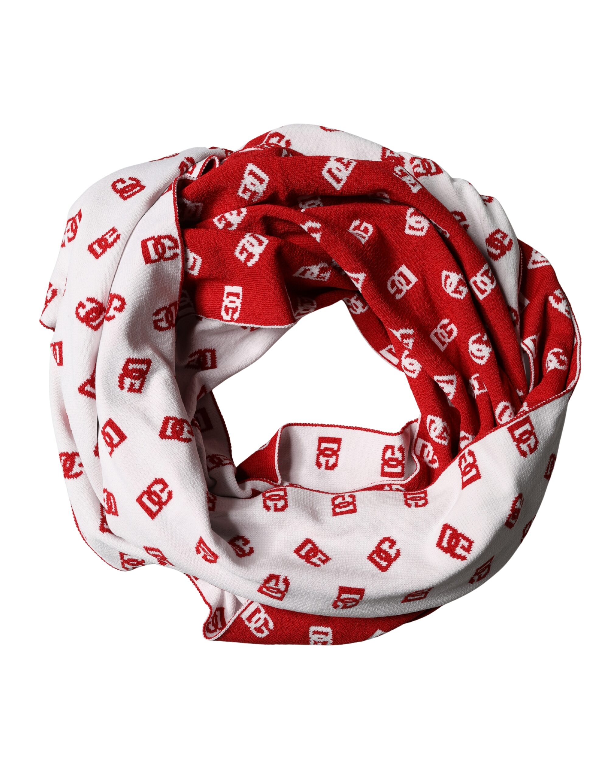 Dolce & Gabbana Red White Logo Print Foulard 201cm x 40.5cm Men Scarf - Image 5