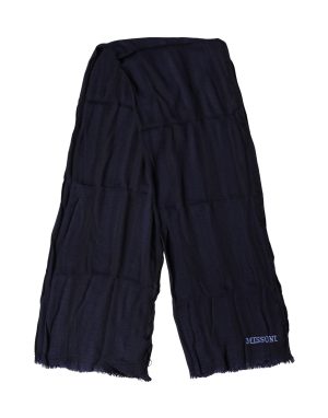 Dolce & Gabbana Dark Blue Wool Knit Unisex Wrap Fringe Shawl 170cm x 60cm Scarf