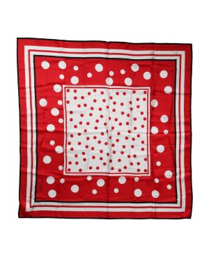Dolce & Gabbana Red White Polka Dot Square Foulard 90cm x 88cm Scarf
