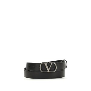 Valentino Garavani Black Calf Leather Bos Taurus Regular Belt