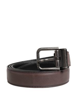 Dolce & Gabbana Men Brown Classic Leather Metal Buckle Belt