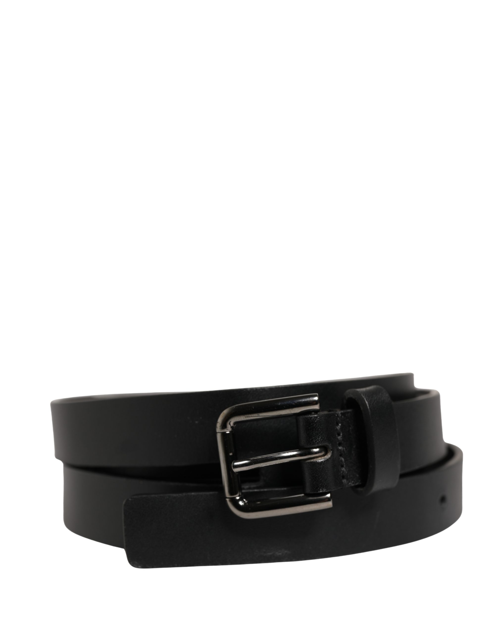 Dolce & Gabbana Black Double Strap Leather Silver Buckle Belt - Image 2