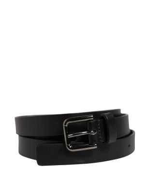 Dolce & Gabbana Black Double Strap Leather Silver Buckle Belt