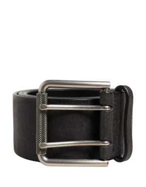 Dolce & Gabbana Men Black Classic Leather Metal Buckle Belt