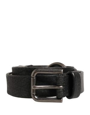 Dolce & Gabbana Men Black Calfskin Leather Metal Buckle Belt