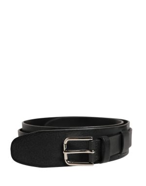 Dolce & Gabbana Men Black Classic Leather Metal Buckle Belt