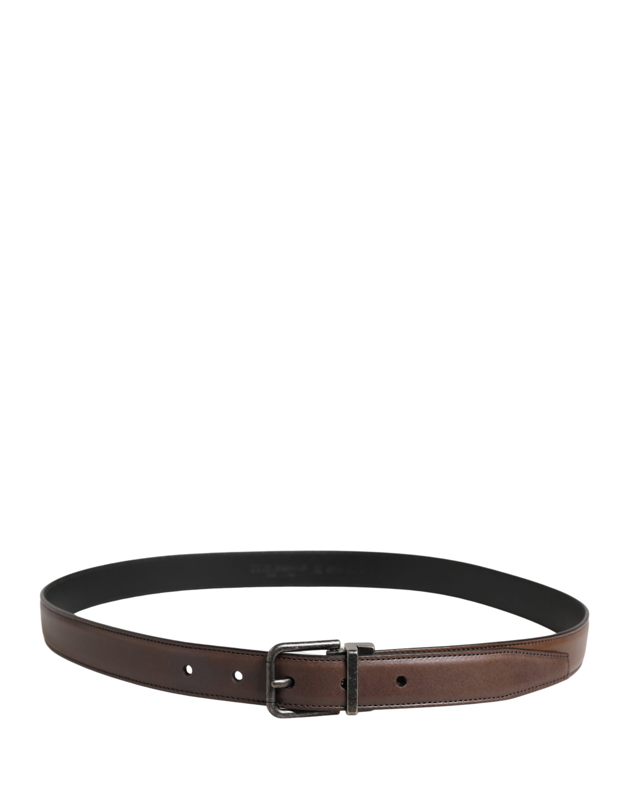 Dolce & Gabbana Men Brown Classic Leather Metal Buckle Belt - Image 3