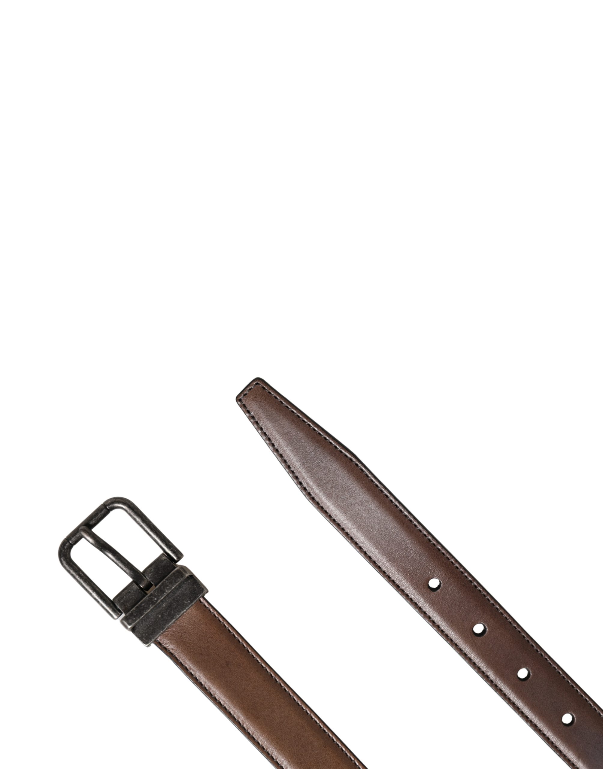 Dolce & Gabbana Men Brown Classic Leather Metal Buckle Belt - Image 6