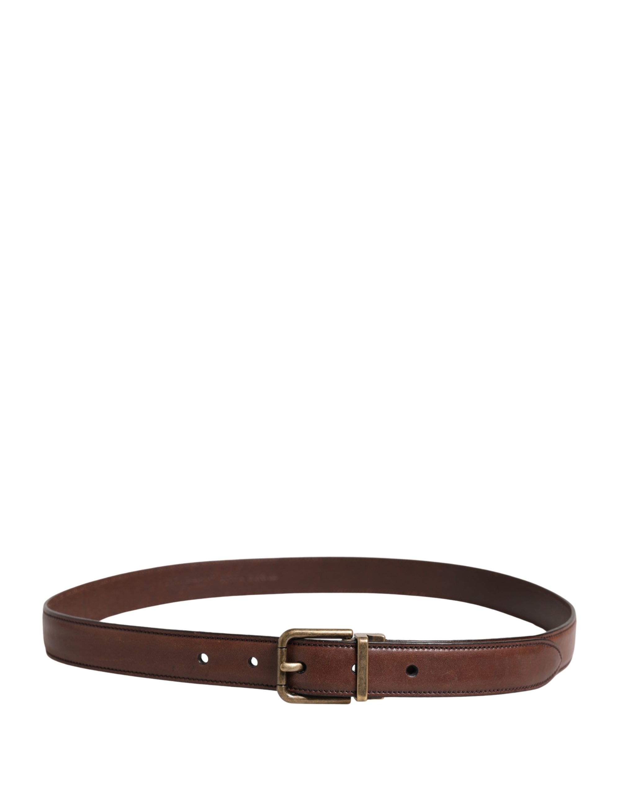 Dolce & Gabbana Men Brown Classic Leather Metal Buckle Belt - Image 3