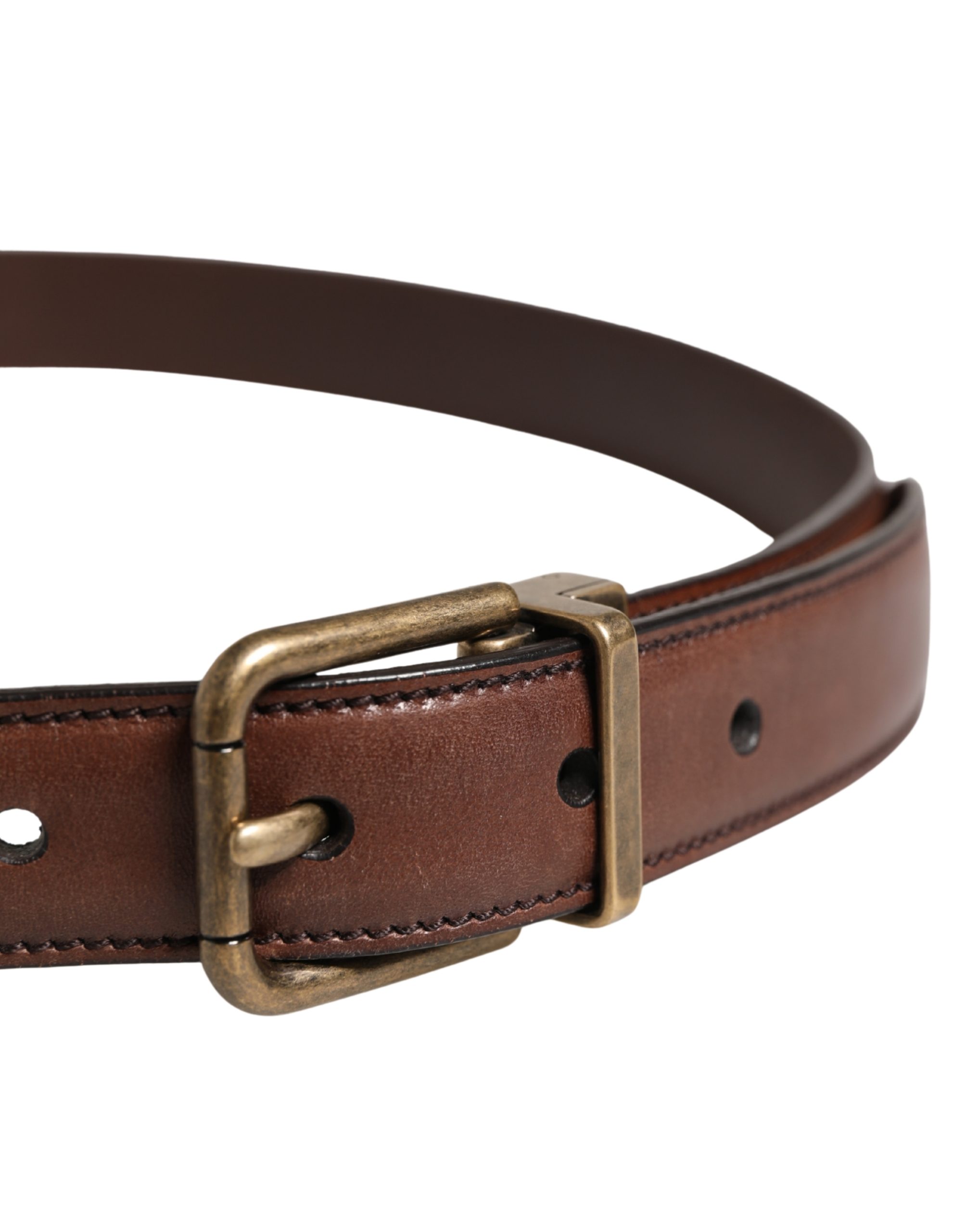 Dolce & Gabbana Men Brown Classic Leather Metal Buckle Belt - Image 4
