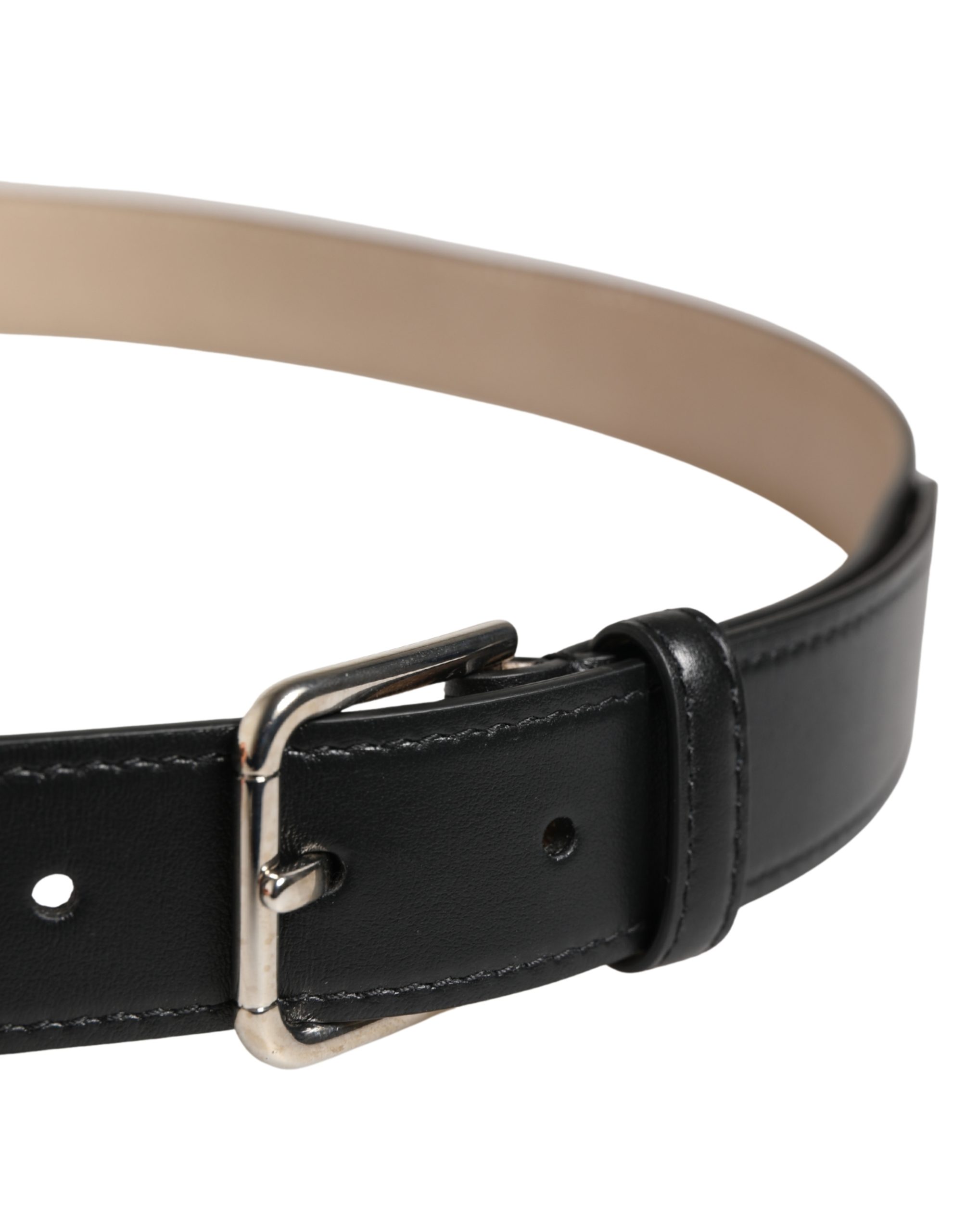 Dolce & Gabbana Men Beige Woven Leather Metal Buckle Belt - Image 4
